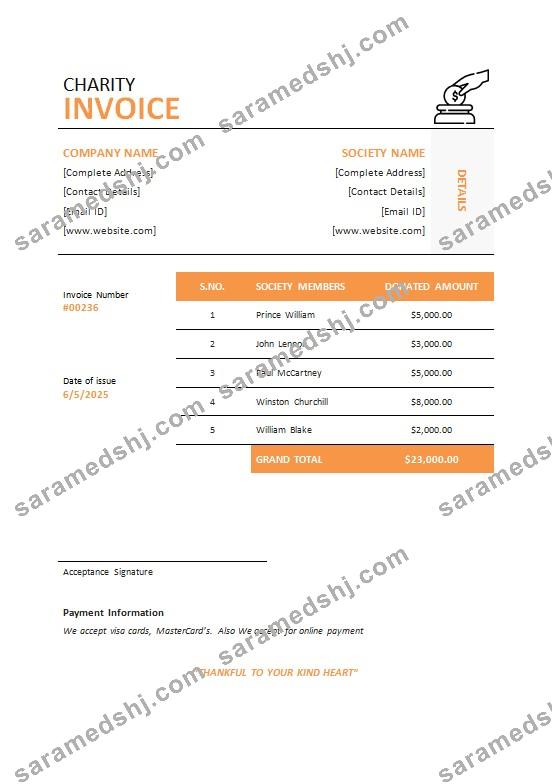 Charity Invoice Template